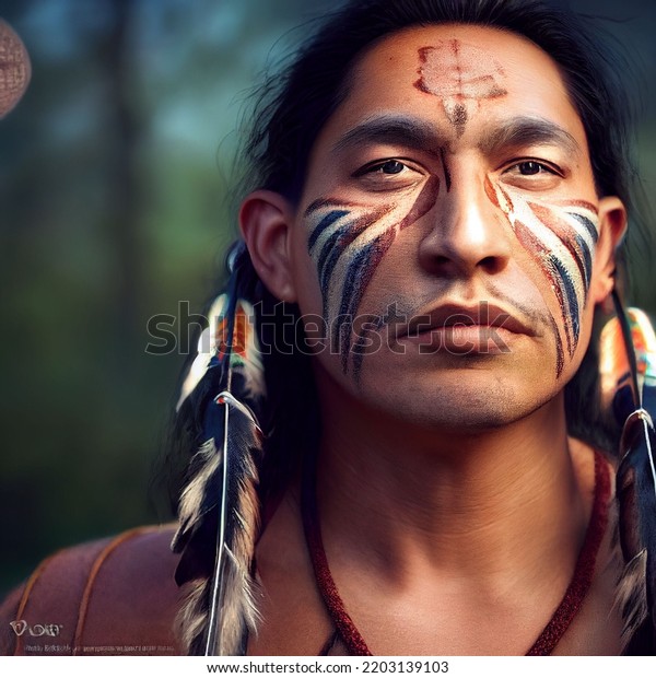 Native American Brave Noble Determined Warrior Stock Illustration ...