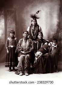 Native American Family, Original Title: 'Sauk Indian Family', Photograph By Frank A. Rinehart, 1899.