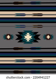 Native American Grey Blue Arrow Pattern