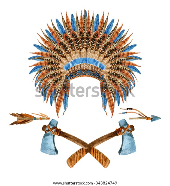 Native American Headdress Feathered War Bonnet Stock Illustration 343824749