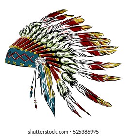 1,200 Native American Headdress, Line Art Images, Stock Photos ...
