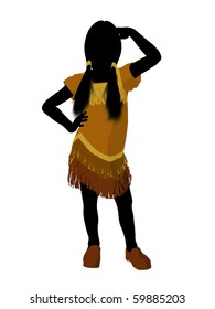 Native American Indian Silhouette Illustration On A White Background