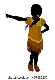 Native American Indian Silhouette Illustration On A White Background