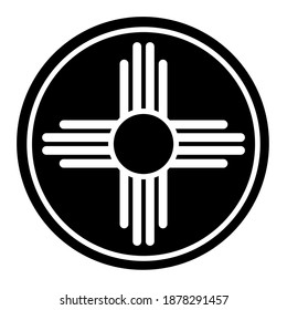 Native american sun symbol in a black circle