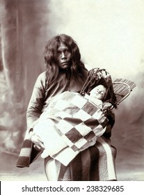 Native American Woman And Chiled, Woman And Baby Of The Wichita Indian Tribe, Photograph By Frank A. Rinehart, 1899.