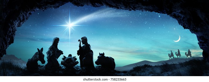 Nativity Of Jesus - Scene With The Holy Family - contains 3d illustrations
