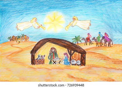 815 Hand Drawn Nativity Scene Images, Stock Photos & Vectors | Shutterstock