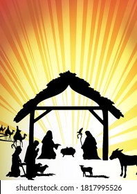 Nativity Silhouette Family Jesus Stock Illustration 1817723678