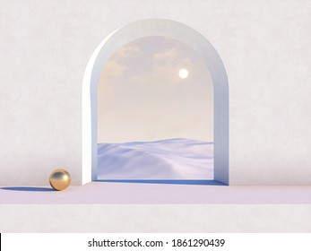 Natural beauty podium backdrop for cosmetic product display. Winter 3d scene background.