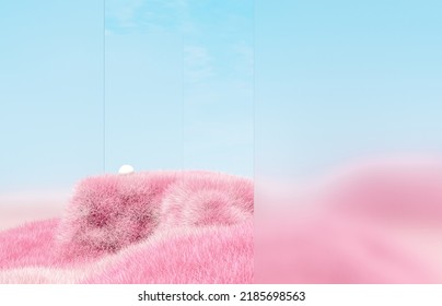 Natural Beauty Podium Backdrop For Product Display With Abstract Garden Scene. 3d Rendering.