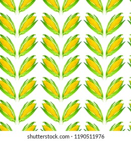 Natural Corn Seamless Watercolour Pattern For Wrapping, Branding, Craft, Textile