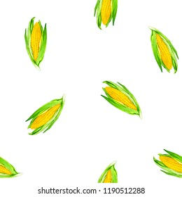 Natural Corn Seamless Watercolour Pattern For Wrapping, Branding, Craft, Textile