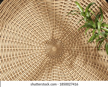 Natural Cosmetic Product Display. Wicker Basket, 3d Illustration.