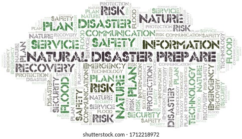 Natural Disaster Prepare Typography Word Cloud.