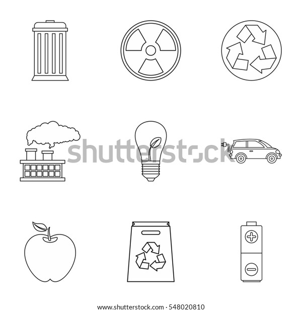 Natural environment icons set.\
Outline illustration of 9 natural environment  icons for\
web