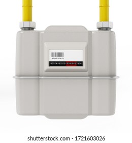 Natural Gas Meter Isolated On White Background. 3D Illustration.