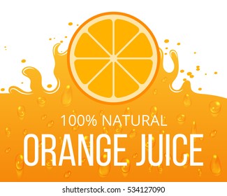 Natural Orange Juice Label Template. Juicy Natural Citrus, Illustration.