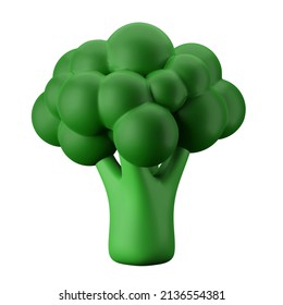 natural organic green broccoli vegetable vegan food 3d rendering icon illustration healthy diet fitness theme