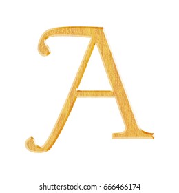 Natural wooden uppercase or capital letter A in a 3D illustration with a light brown wooden color and grain texture with a bevel in a libertine font isolated on a white background with clipping path.