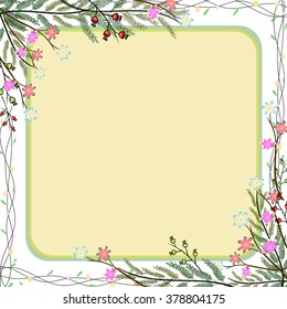 Nature Colorful Flower Frame Hand Drawing Stock Illustration 378804175