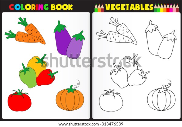 Nature Coloring Book Page Preschool Children Stock Illustration ...