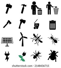 Nature, Ecology, DIY Icon Set, Flat Style