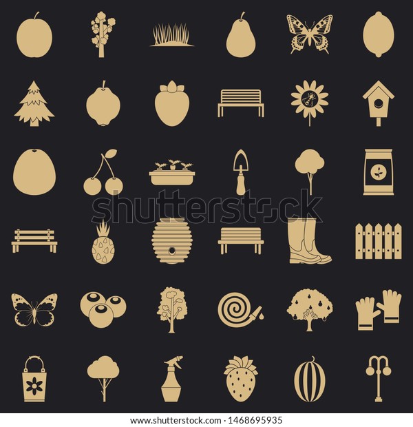 Nature icons set. Simple style of 36 nature icons\
for web for any\
design