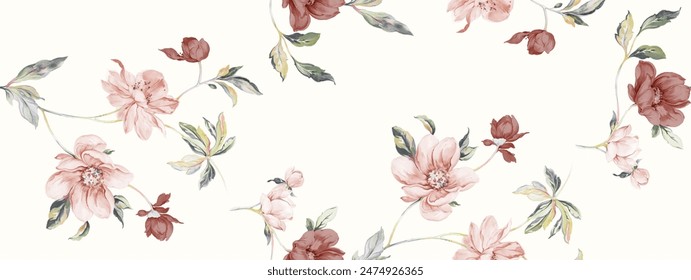 Nature Inspired Scroll Designs in Watercolor Floral Patterns