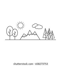 Nature Landscape Thin Line Elements Icons 