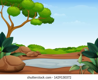 Nature scene with muddy puddle