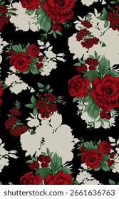 A nature-inspired repeating pattern composed of small clustered flowers and intertwining leaves, offering a soothing, earthy look.