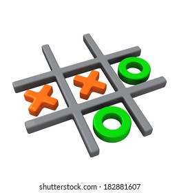 Naughts And Crosses Game, 3d Illustration, Tic Tac Toe