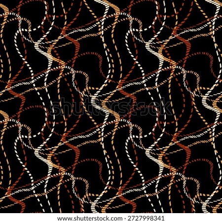 Nautical Rope Chain Pattern Seamless Background Black Orange