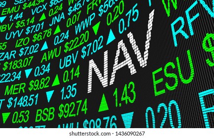 NAV Net Asset Value Stock Market Investment Symbols 3d Illustration