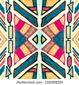 Navajo Seamless Pattern. Grunge Maya Texture. Abstract Native Illustration. Geometric Tribal African Print. Peruvian Motif Design. Art Ethnic Ornament. Navajo Seamless Background.