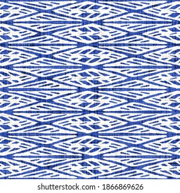 Navy Blue Chevron Linen Texture Background. Seamless Ikat Textile Effect. Distressed Indigo Dye Pattern. Coastal Farmhouse Beach Decor, Modern Sailing Fashion Or Soft Furnishing Zig Zag Repeat Cloth