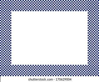Navy Blue and White Checkered Frame Background with center isolated for copy-space
