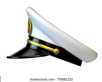 Navy Cap, Ship Officer, Admiral, Sailor, Naval Captain Hat Side View 3d Rendering