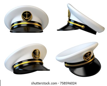 Navy Cap, Ship Officer, Admiral, Sailor, Naval Captain Hat Various Views 3d Rendering