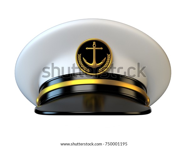 海军帽 船官 海军上将 水手 海军船长帽前视图3d 渲染库存插图