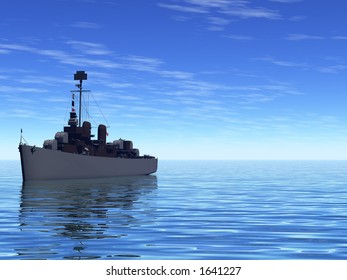 Navy Destroyer out at sea