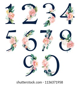 navy floral number set digits 1 stock illustration 1136371958 shutterstock