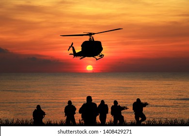  Navy Seal Silhouettes  On Sunrise