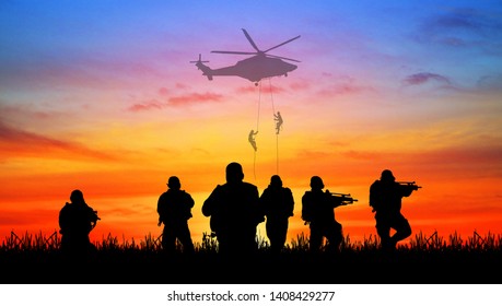  Navy Seal Silhouettes  On Sunrise