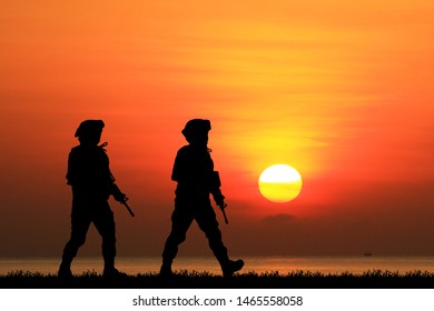  Navy Seal Silhouettes  On Sunrise