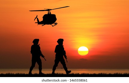  Navy Seal Silhouettes  On Sunrise