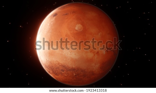 Near View Mars Sun Lighting Surface Stock Illustration 1923413318