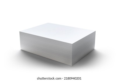 Neat Stack Of Paper Sheets Isolated On White Background. Documents. 3d Illustration