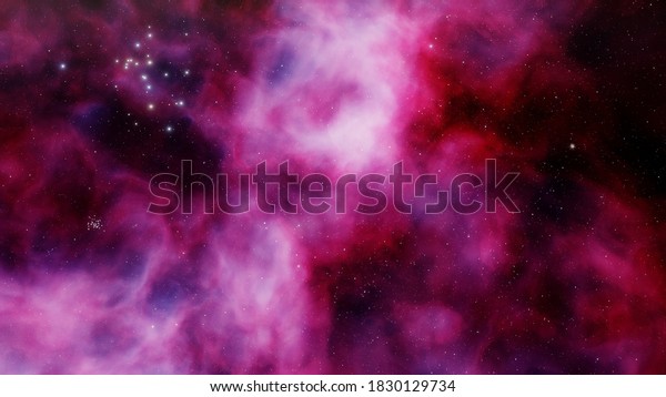 Nebula and galaxies in space. Abstract cosmos\
background. 3D\
render
