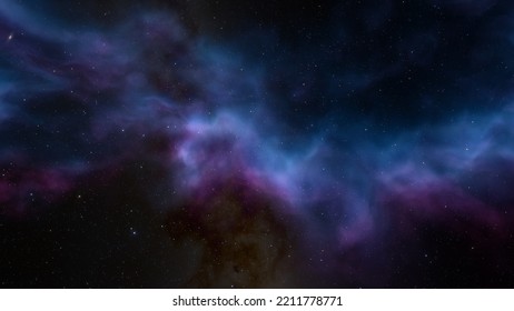 nebula gas cloud in deep outer space, science fiction illustration, colorful space background with stars 3d render
